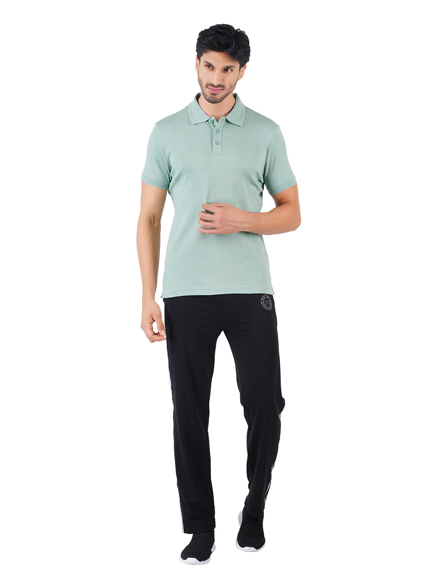 Men's Mint Green Super Combed Cotton Half Sleeves Polo T-Shirt-Full view