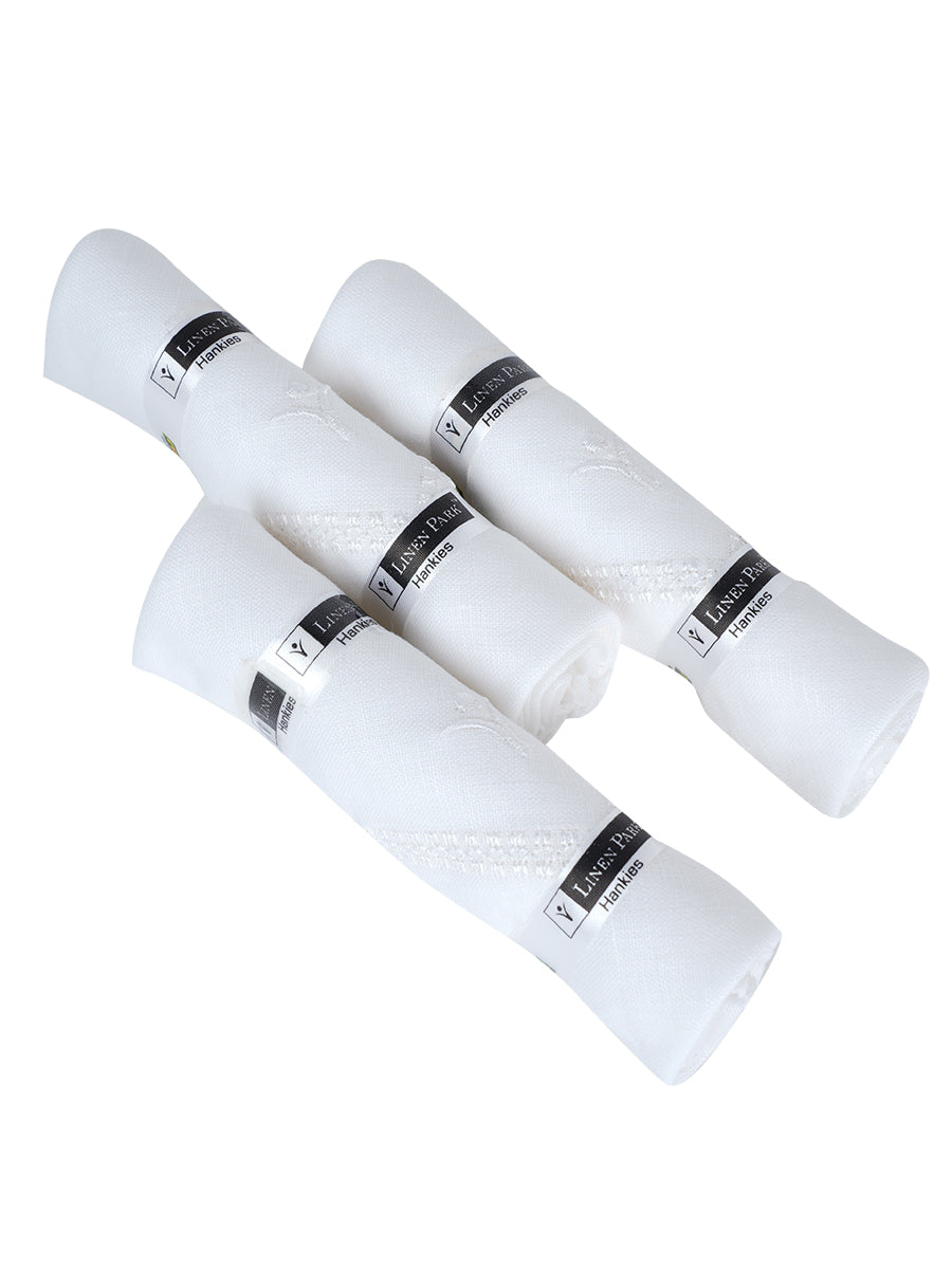 Pure Linen White Hand Kerchief (3 in 1)