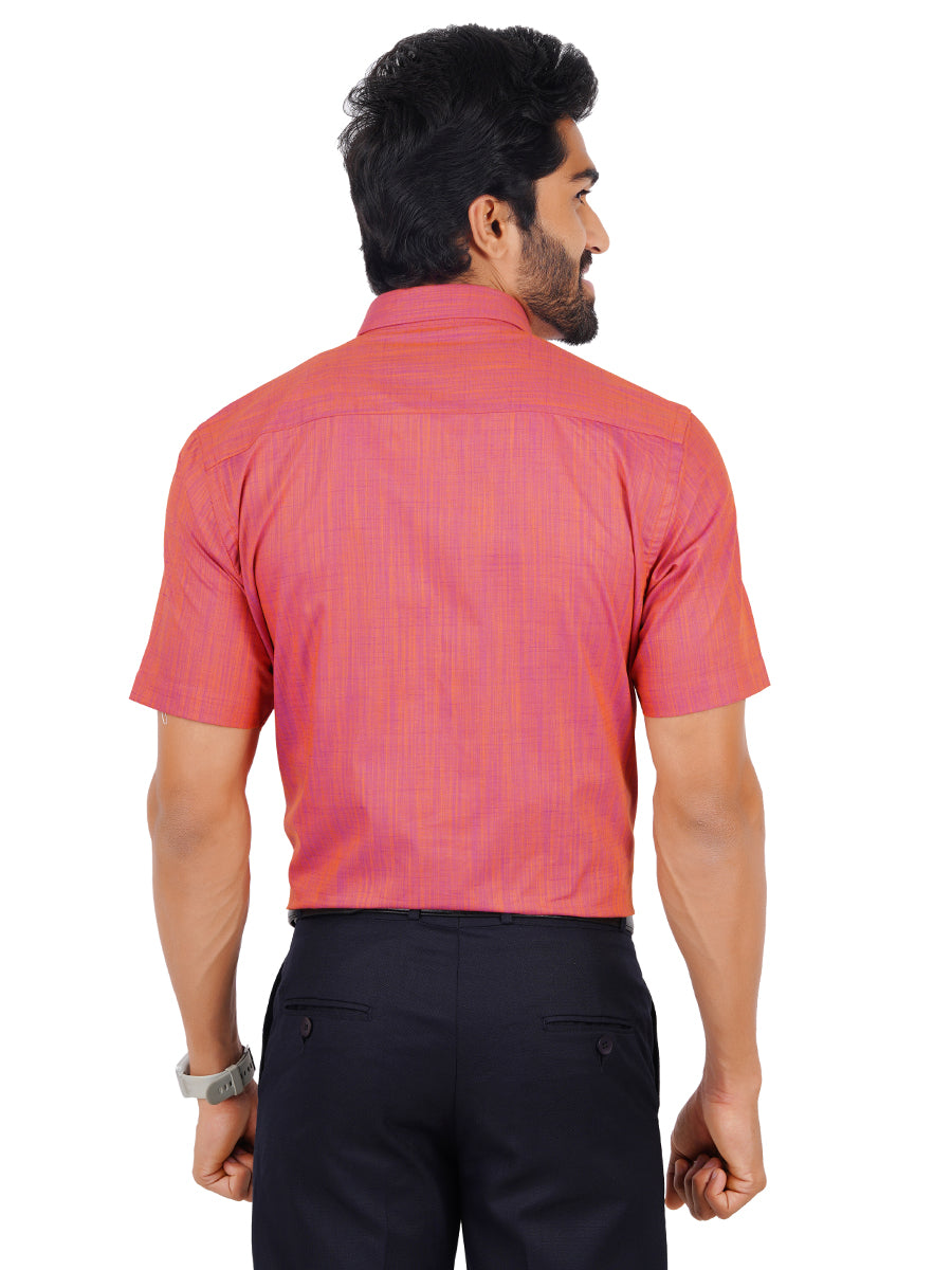 Mens Formal Shirt Half Sleeves Pale Violet Red T32 TH10-Back view