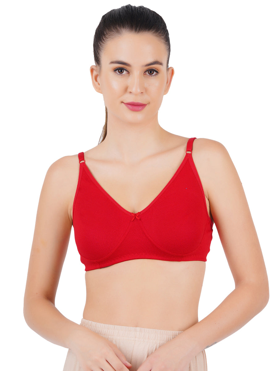 Women's CottonMix DoubleLayer Soft Adjustable Regular Braze-Pack of 2-Red