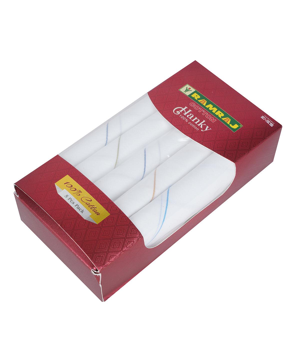 Cotton White Hand Kerchief (5 in 1) -  Ramraj Cotton-Ad vert