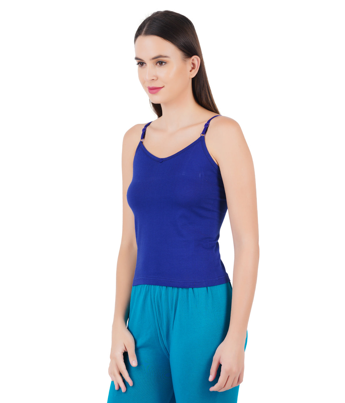 Womens Adjustable Strap Colour Camisole Petals (2 PCs Pack)-Navy blue