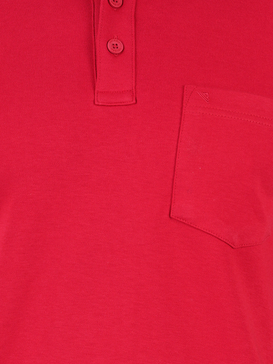 Super Combed Cotton Polo T-Shirt Red with Chest Pocket-Zoom view