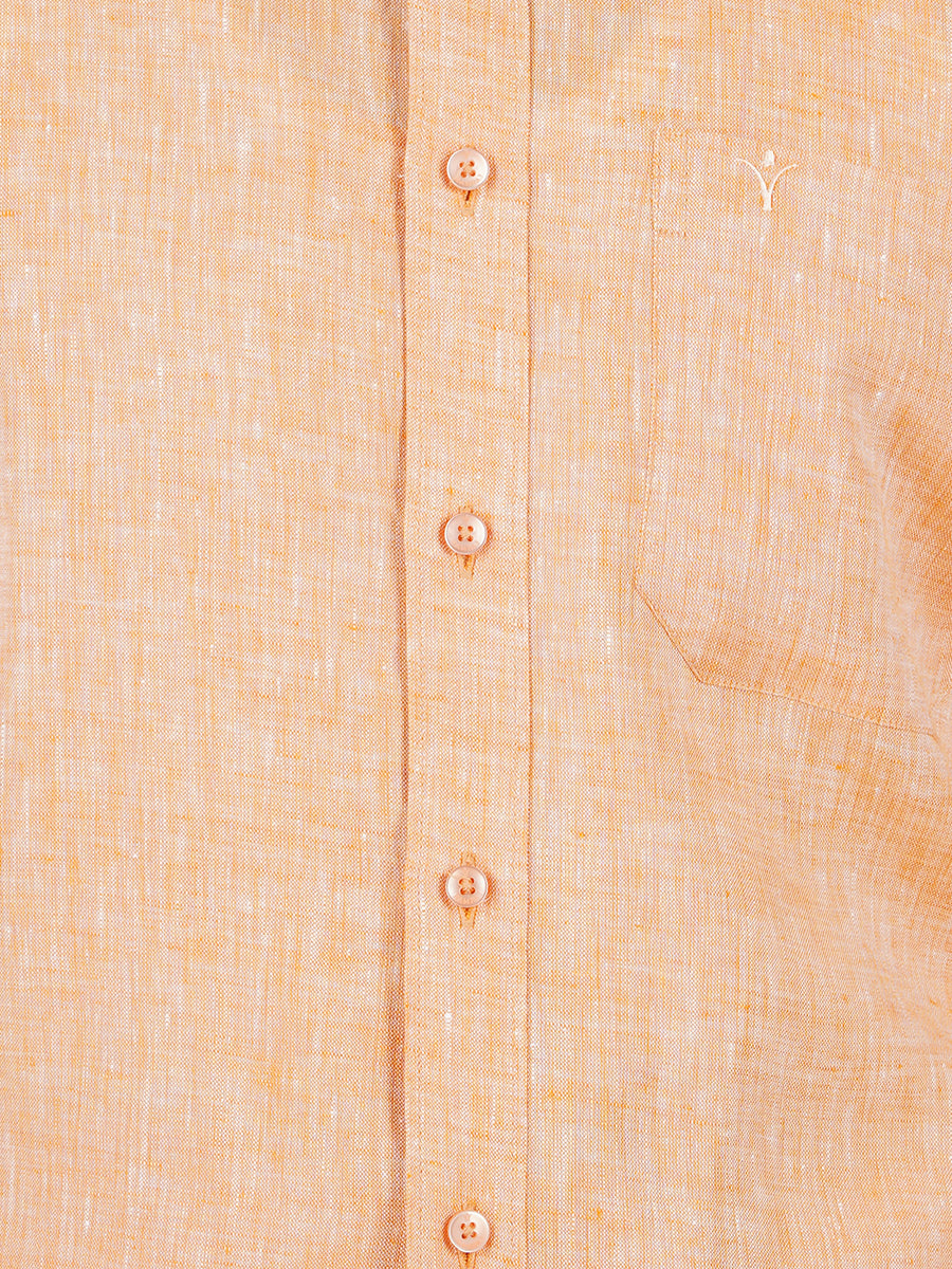 Mens Pure Linen Full Sleeves Shirt Pale Orange-Zoom view