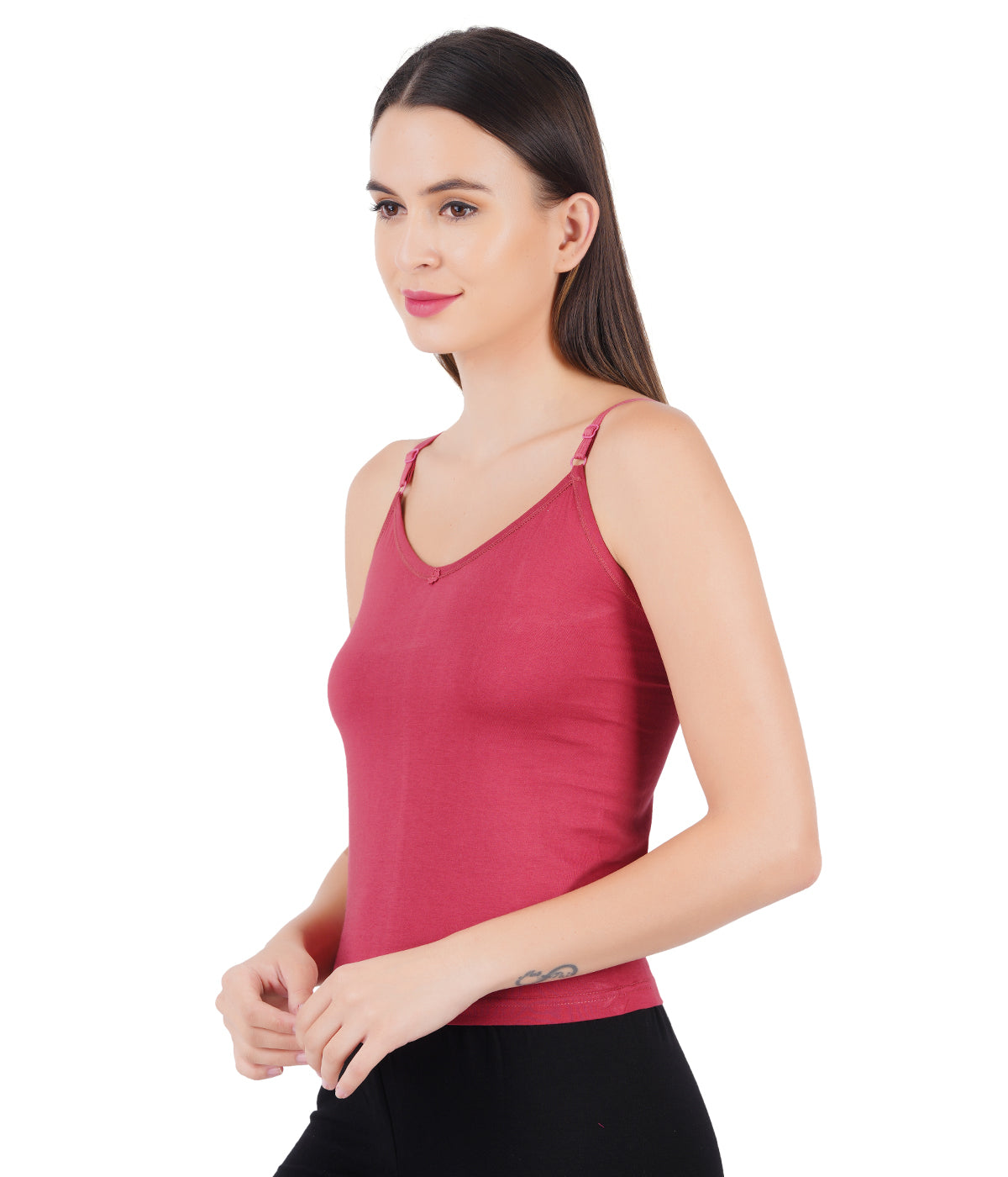 Womens Adjustable Strap Colour Camisole Petals (2 PCs Pack)-Pink