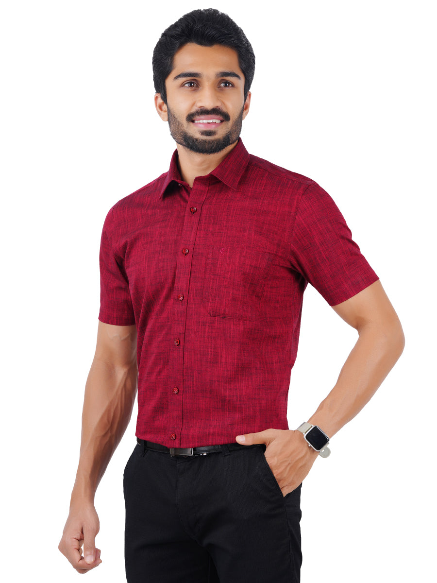 Mens Formal Shirt Half Sleeves Plus Size Red CL2 GT3-Front view