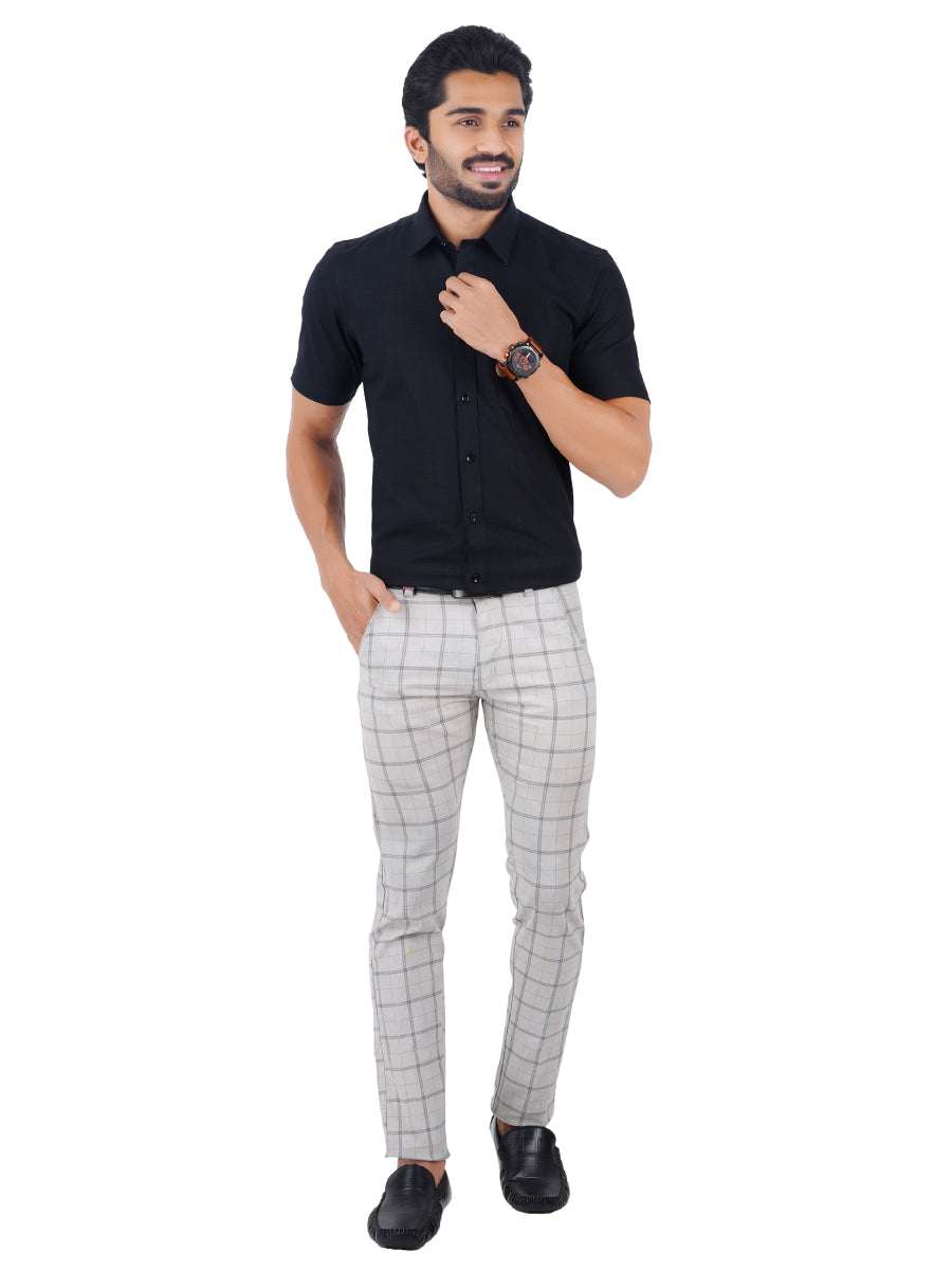 Mens Formal 100% Cotton Half Sleeves Black Shirt CL2 GT8-Full view