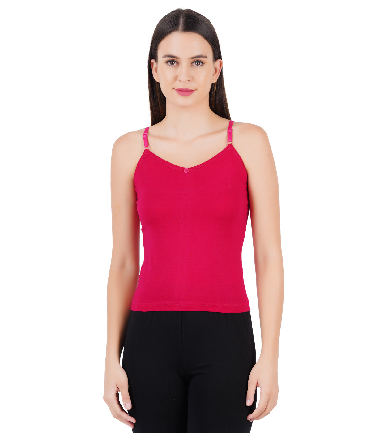 Womens Adjustable Strap Colour Camisole Petals (2 PCs Pack)-Front view