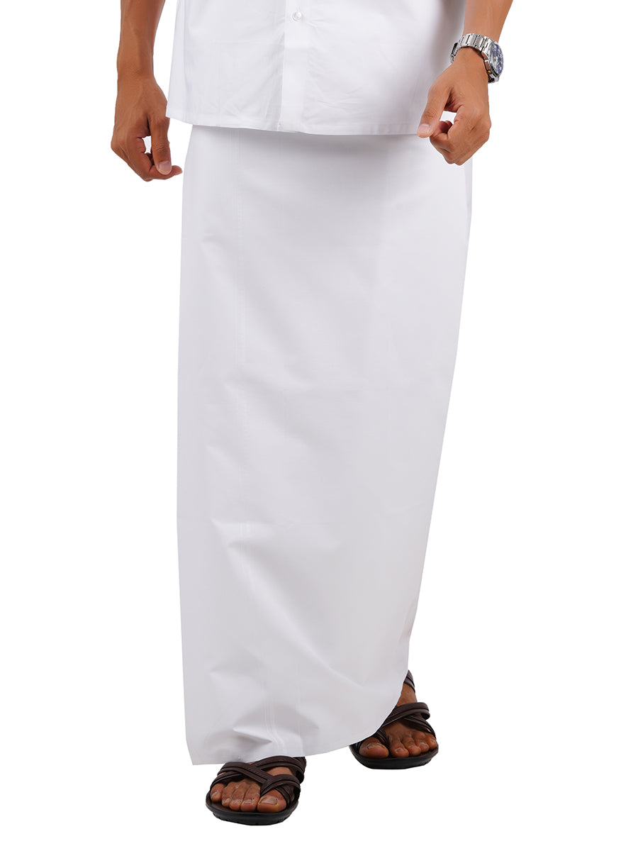 Mens Single White Prayer Dhoti Vairam Paramas-Front view
