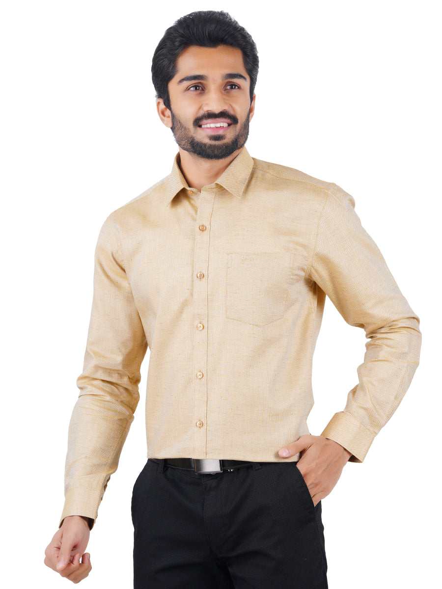Mens Formal Shirt Full Sleeves Pale Orange T18 CY7-Front view