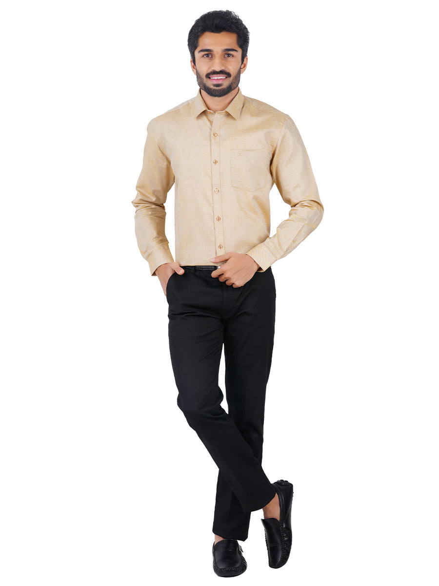 Mens Formal Shirt Full Sleeves Pale Orange T18 CY7-Full view