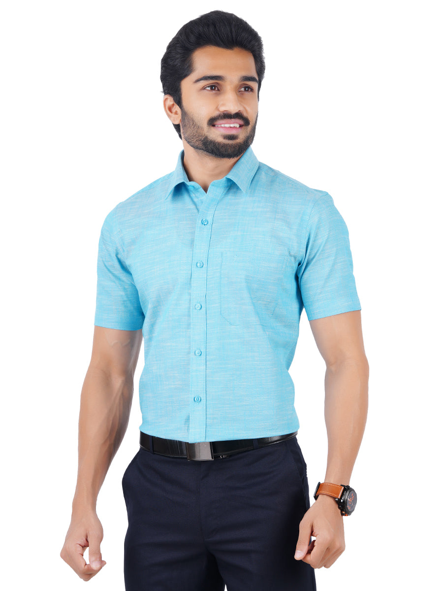 Mens Formal Shirt Half Sleeves Sky Blue CL2 GT13-Front view