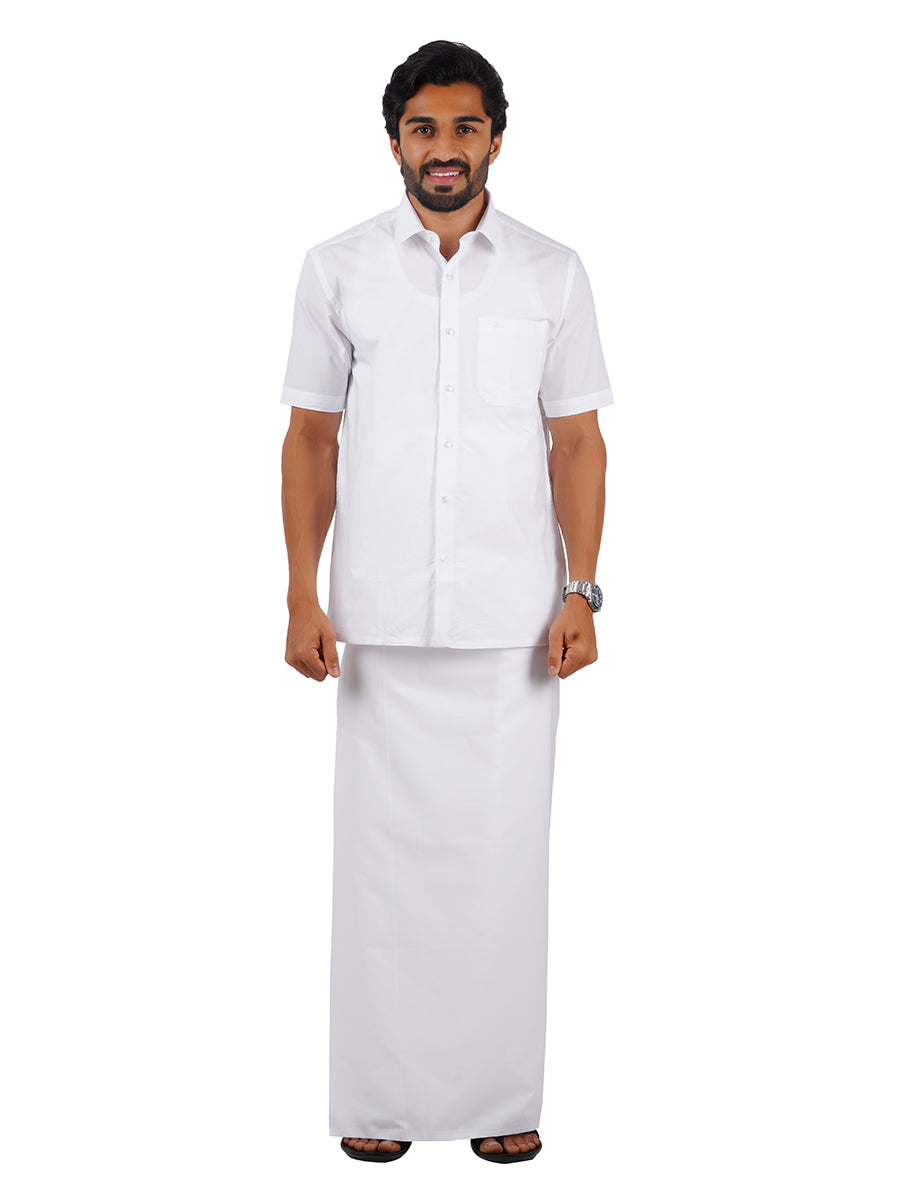 Mens Single White Prayer Dhoti Vairam Paramas-Full view