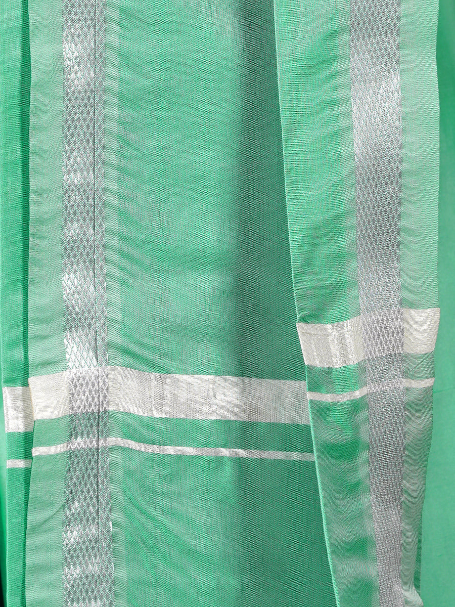 Mens Art Silk Panchakacham with Angavastram Sankaranthi Silver 50K (9+5) L.Green-Close view