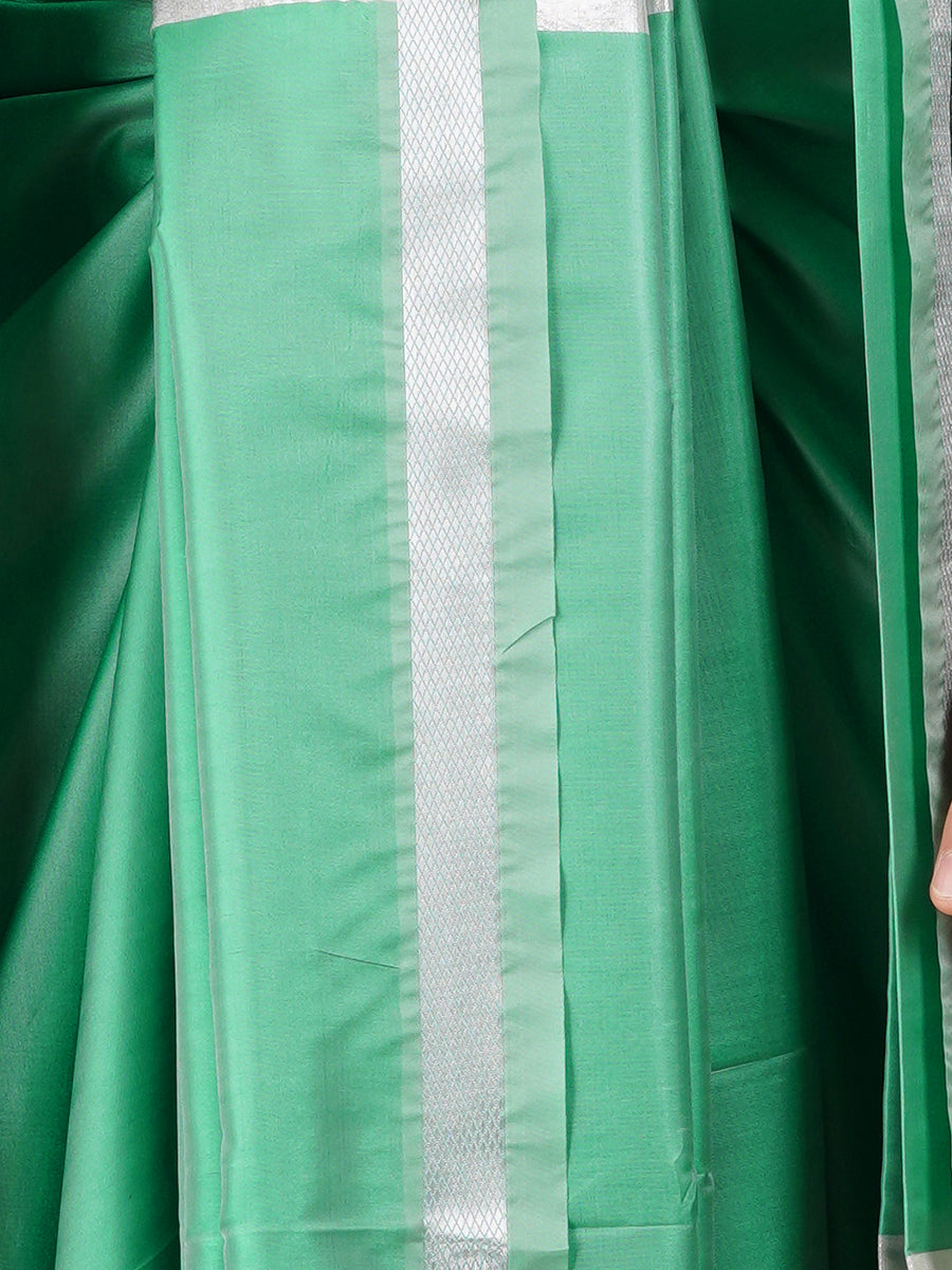 Mens Art Silk Panchakacham with Angavastram Sankaranthi Silver 50K (9+5) L.Green-Zoomv iew