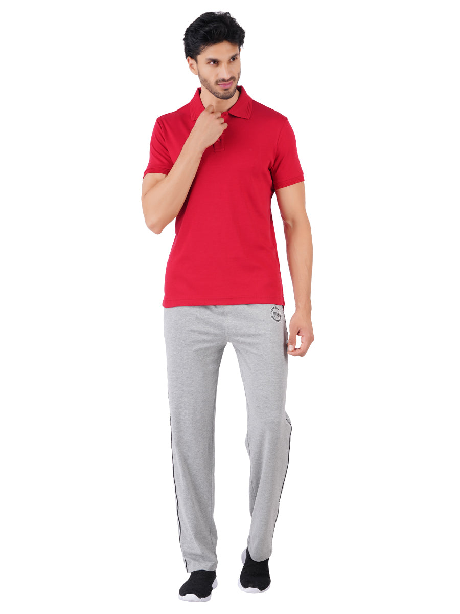 Men's Red Super Combed Cotton Half Sleeves Polo T-Shirt-Full view