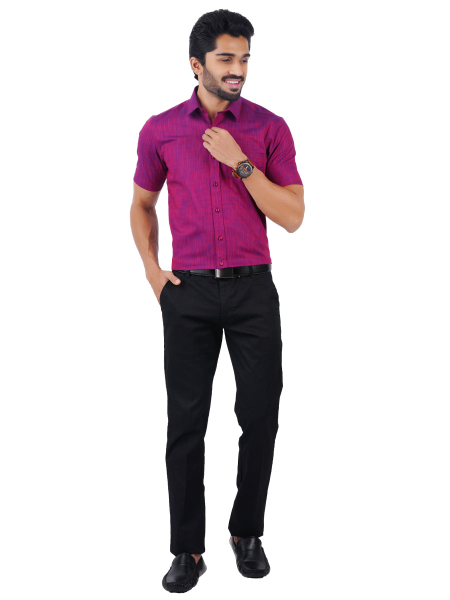 Mens Formal Shirt Half Sleeves Plus Size Purple CL2 GT4-Full view