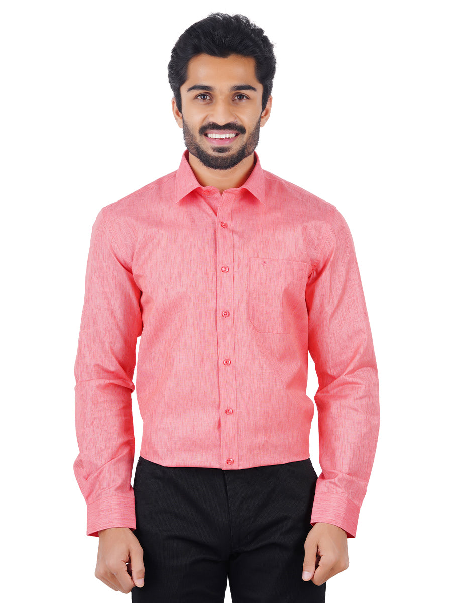 Mens Cotton Blended Formal Shirt Full Sleeves Pink T12 CK5