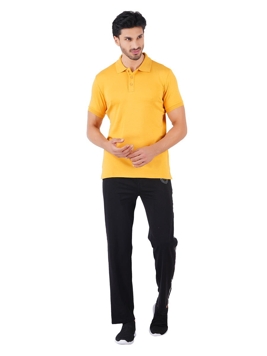 Men's Mustard Super Combed Cotton Half Sleeves Polo T-Shirt-Full view