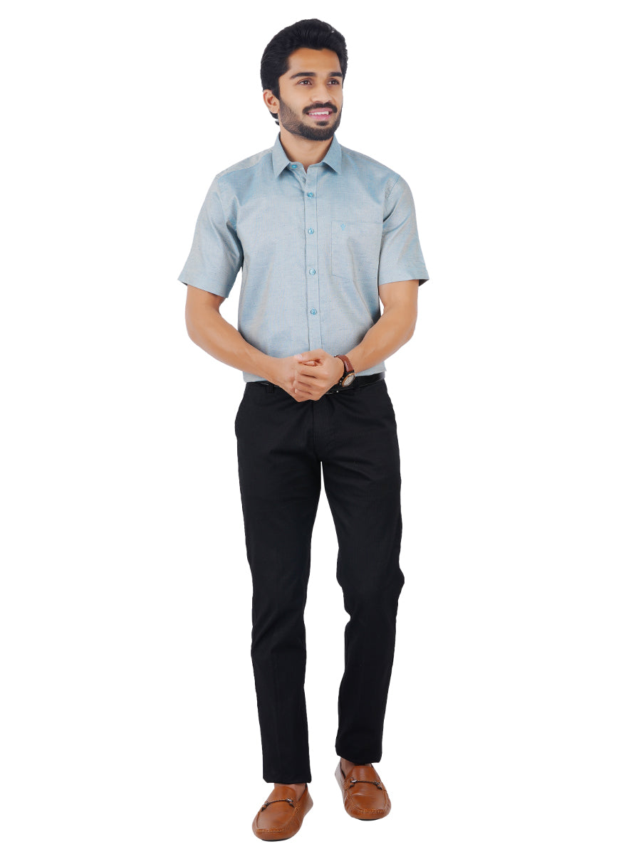 Men Cotton Rich Half Sleeves Shirt Pale Cyan T18 CY5