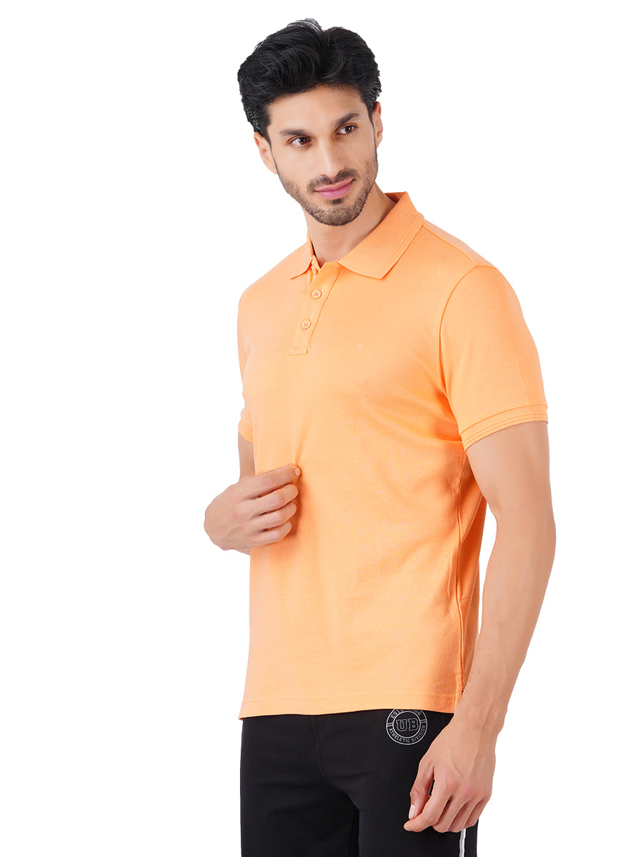 Men's Peppy Peach Super Combed Cotton Half Sleeves Polo T-Shirt-Side view