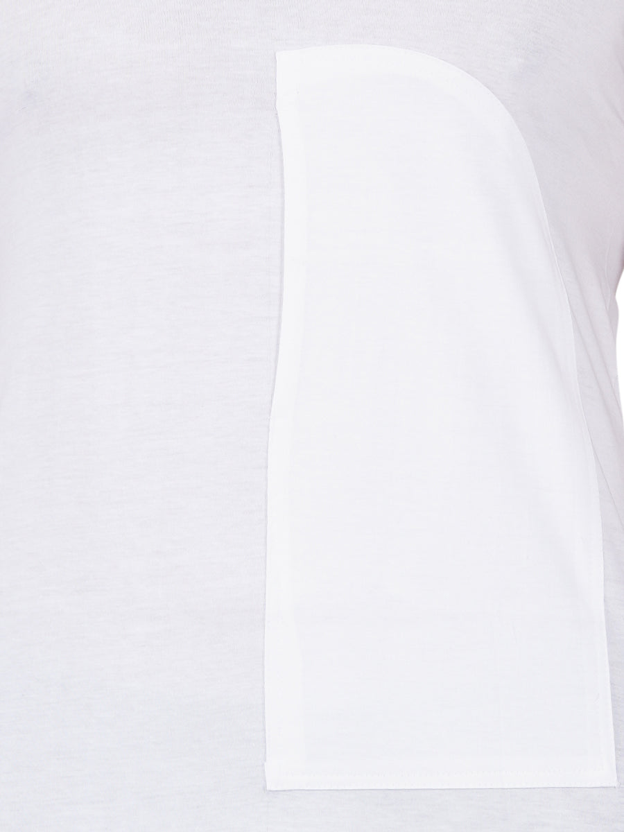 Mens Fine Cotton White Pocket Banian RN Sukra (2 PCs Pack)-Closeview