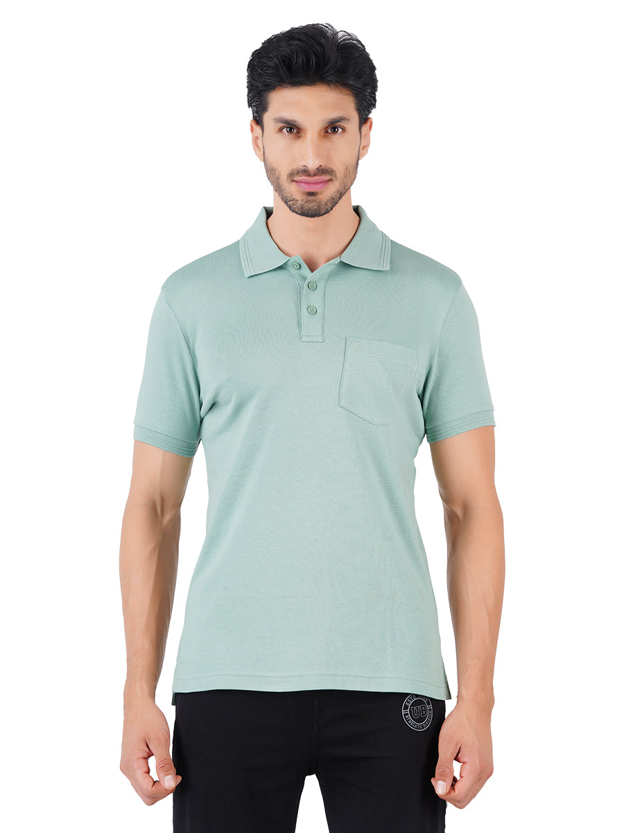 Super Combed Cotton Polo T-Shirt Mint Green with Chest Pocket