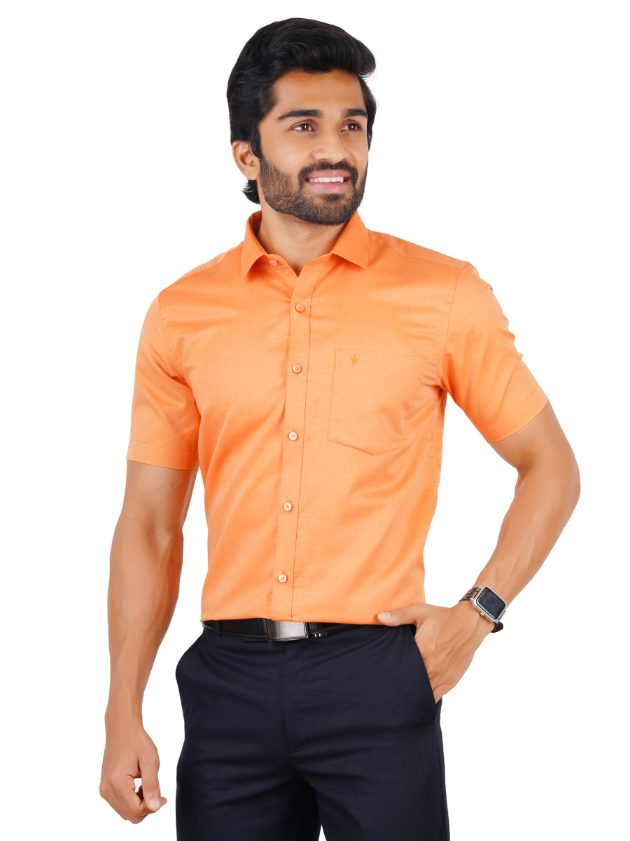 Premium Cotton Shirt Half Sleeves Orange EL GP17-Side View