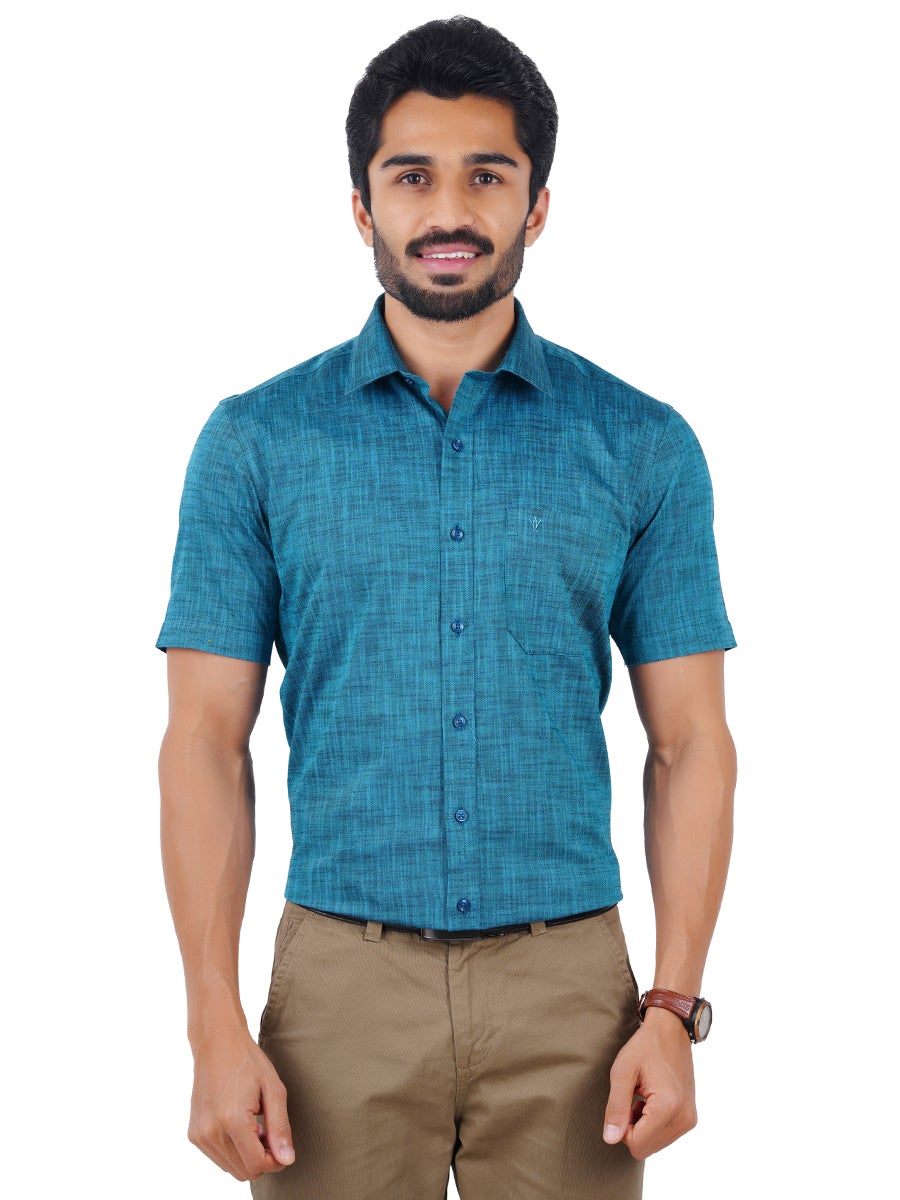Mens Formal Shirt Half Sleeves Plus Size Blue CL2 GT9
