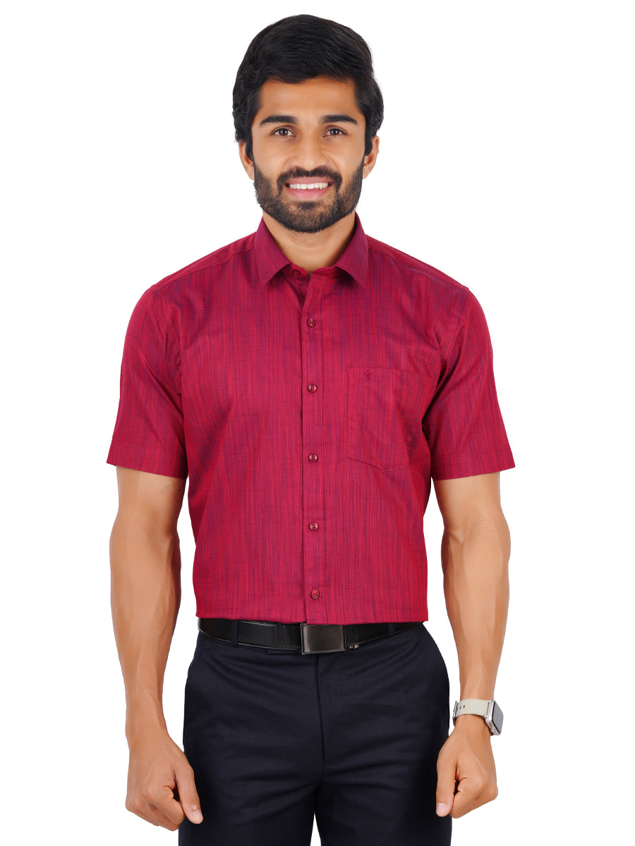 Mens Formal Shirt Half Sleeves Red T32 TH7