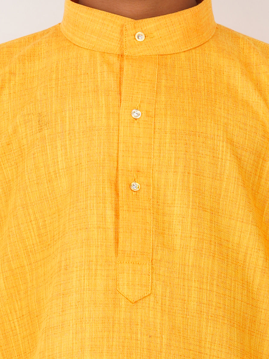 Boys Fantastic Kurta & White Dhoti Set Yellow FS1-Zoom view