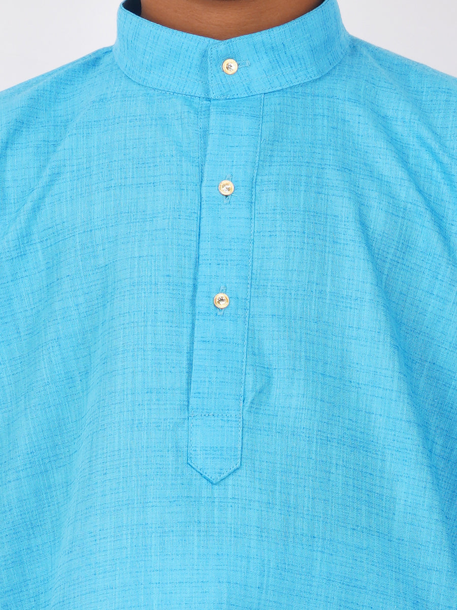 Boys Fantastic Kurta & White Dhoti Set Blue FS4-Zoom view