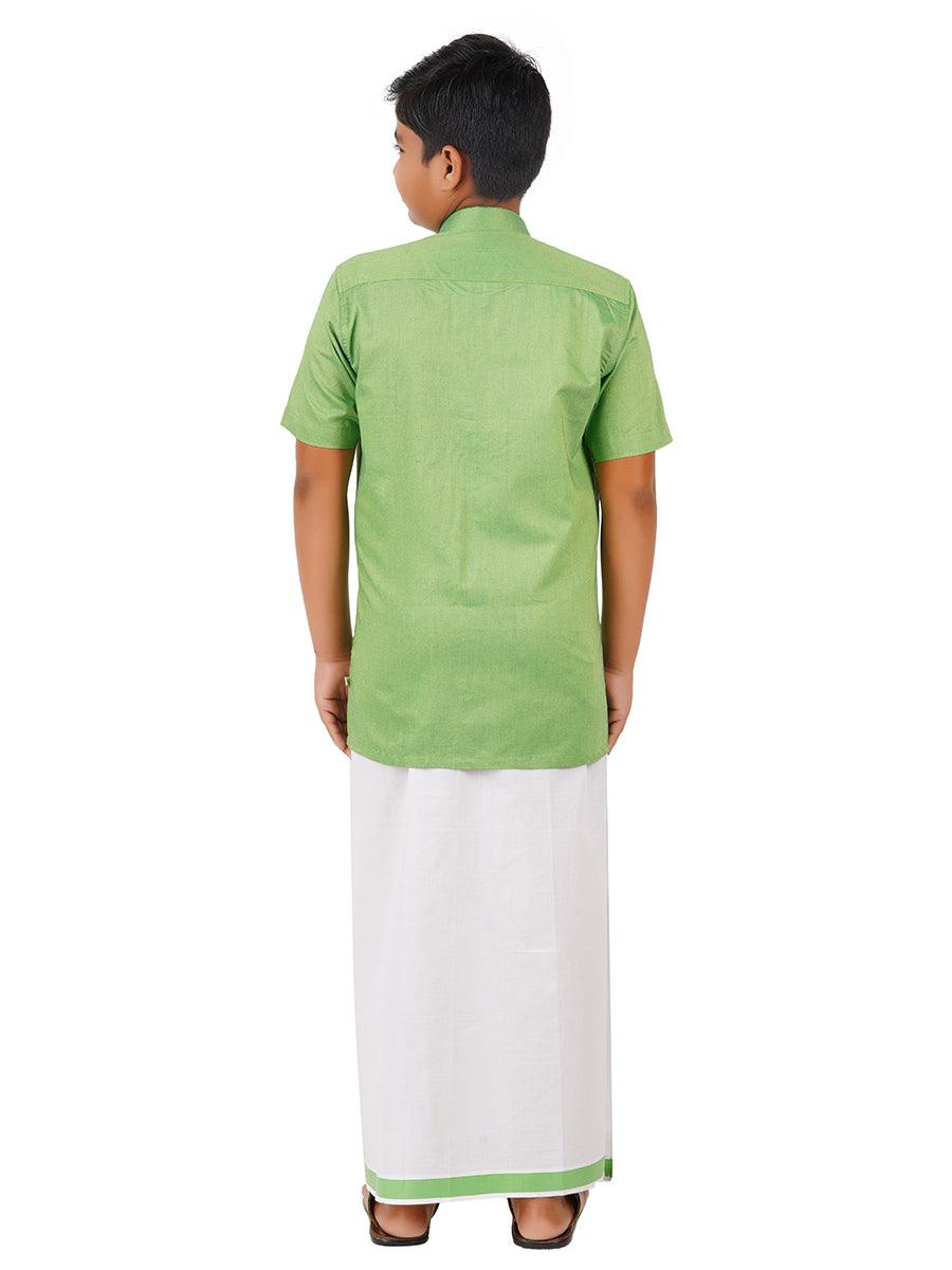 Boys Matching Dhoti & Shirt Combo Lime Green OX14 -  Ramraj Cotton-back view