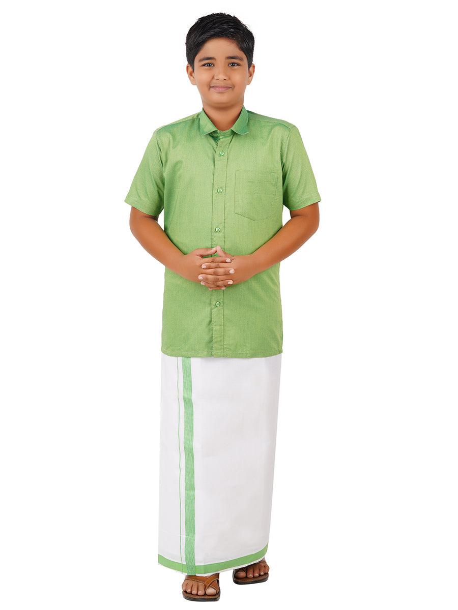 Boys Matching Dhoti & Shirt Combo Lime Green OX14 -  Ramraj Cotton