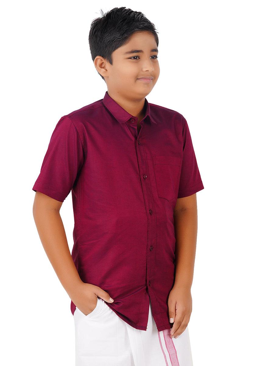 Boys Matching Dhoti & Shirt Combo Maroon OX17 -  Ramraj Cotton-Side alternative view