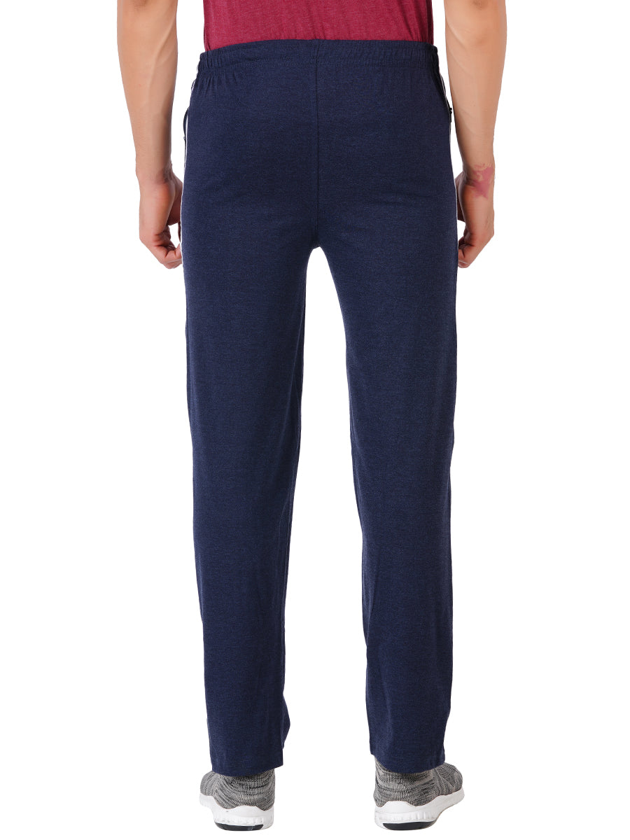 Men's Super Combed Cotton Comfort Fit Tracks with Zipper Pocket Blue-Back view