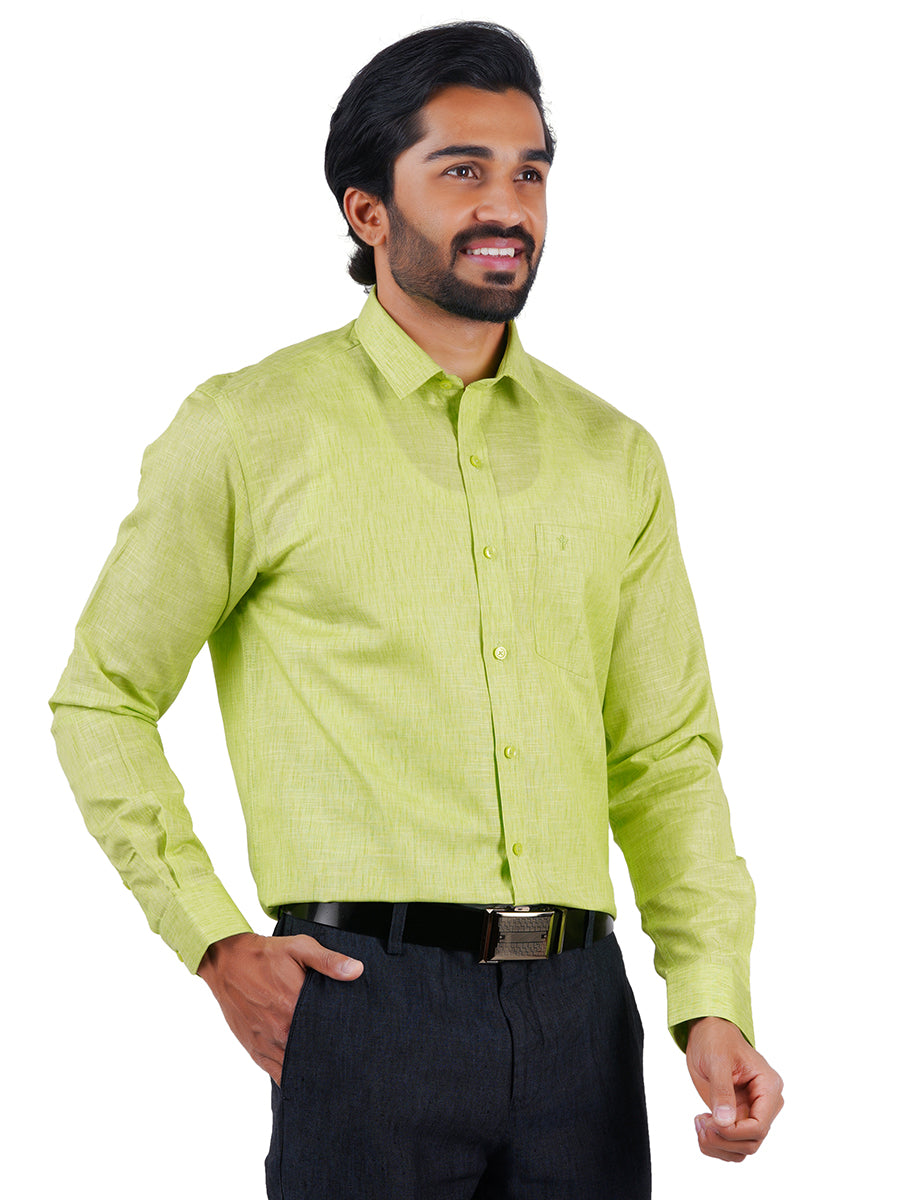 Mens Cotton Blended Formal Shirt Full Sleeves Light Green T12 CK1-Side view