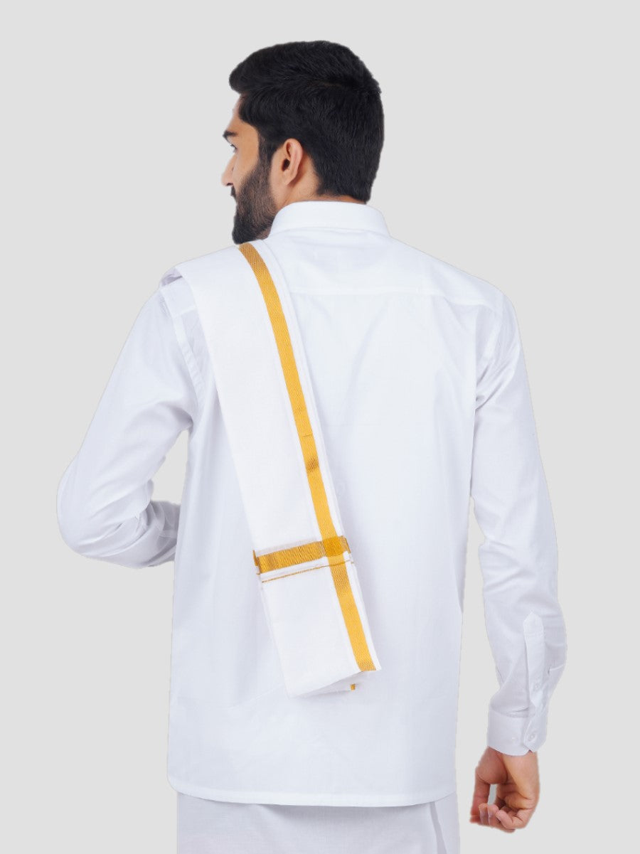 Tejas White 3/4" Border Towel (2.50 m)-Back view