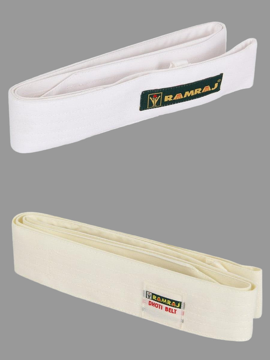 Dhoti Belts White & Cream -  Ramraj Cotton-Viewone