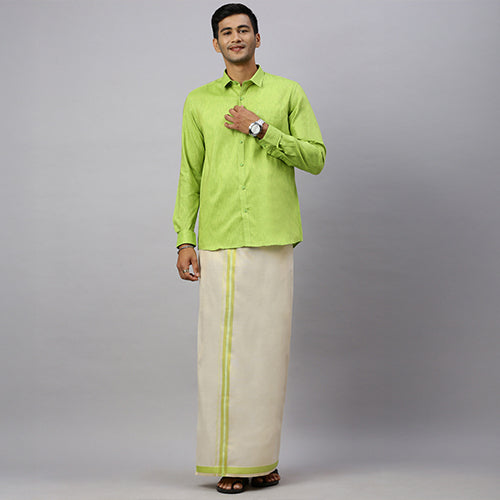 Cotton Shirt & Tissue Dhoti Sets