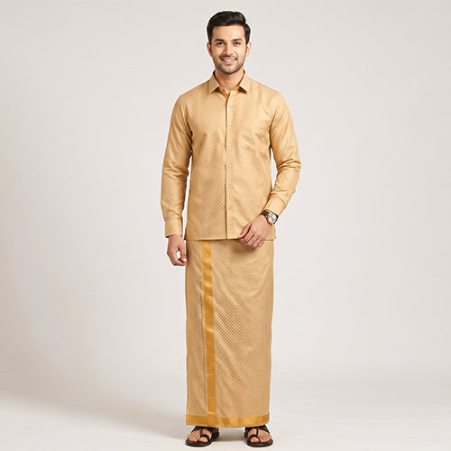 Self Design Shirt & Dhoti Sets