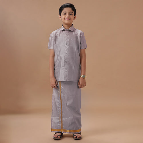 Boys Art Silk Shirt & Dhoti Sets