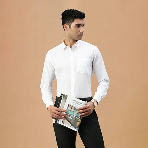 white dress shirt men Men's Formal | Classic Fit Cotton Shirt | Single/Double Cuff | Savile Row only non Men's Dress Shirts - UNIQLO