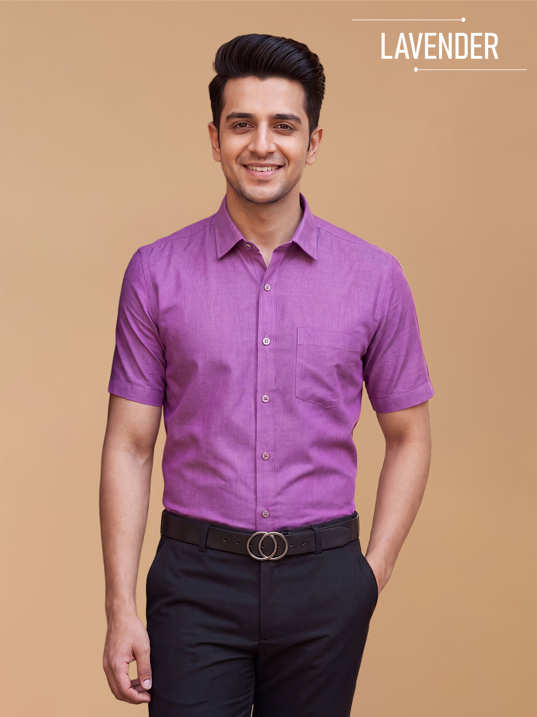 Supima Cotton Regular Fit Lavender Shirts - L2