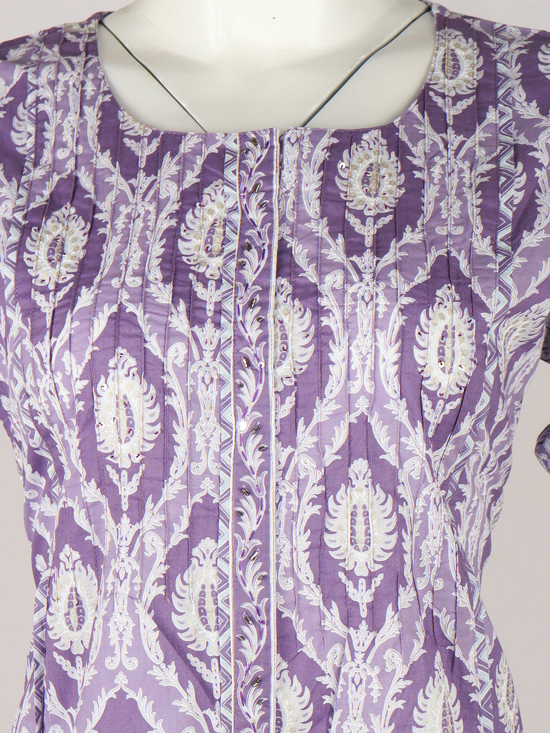 Women Cotton Printed Kurti Set Lavender EKS47