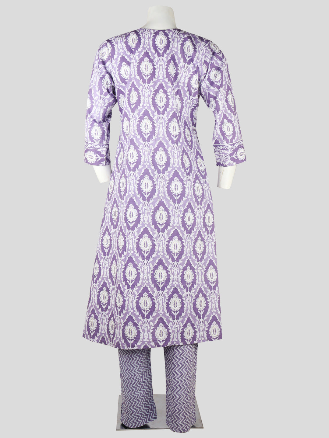 Women Cotton Printed Kurti Set Lavender EKS47