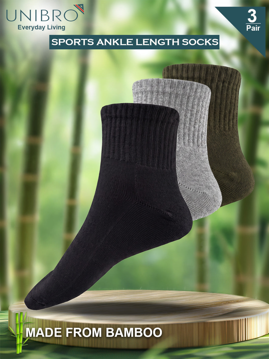 Men Assorted Bamboo Sports Ankle Length Socks SAS4