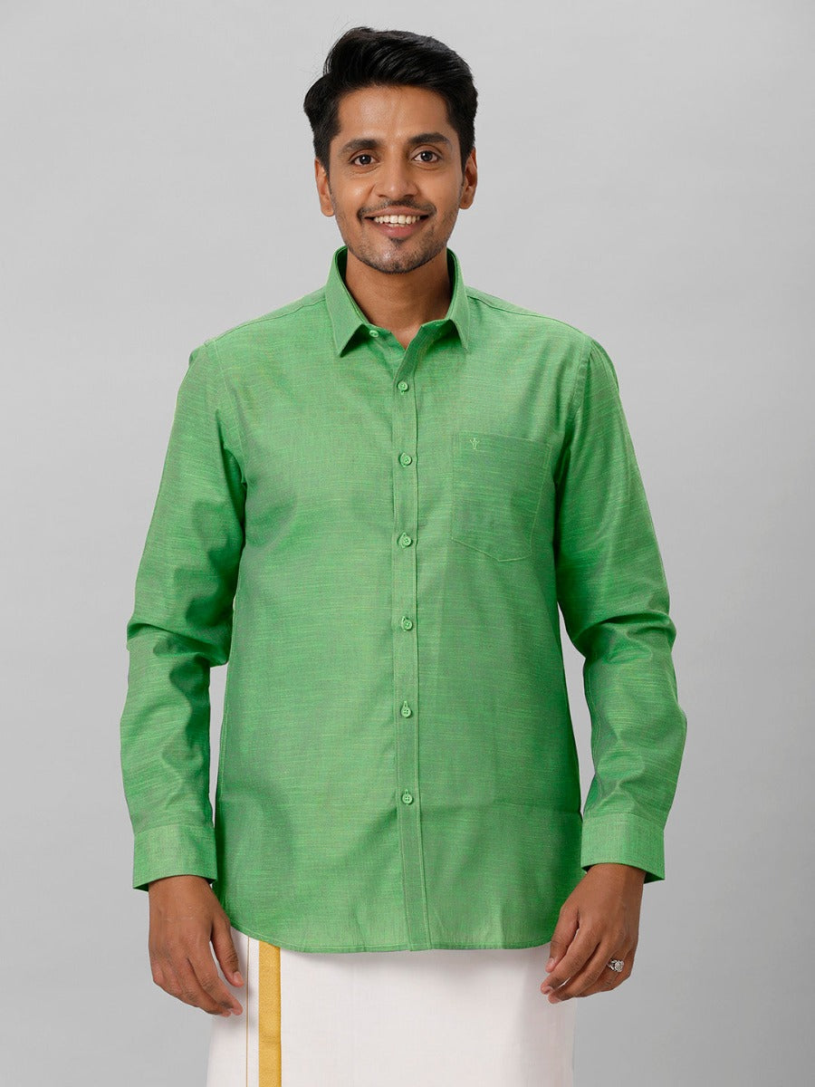 Mens Cotton Formal Green Full Sleeves Shirt T28 TD8