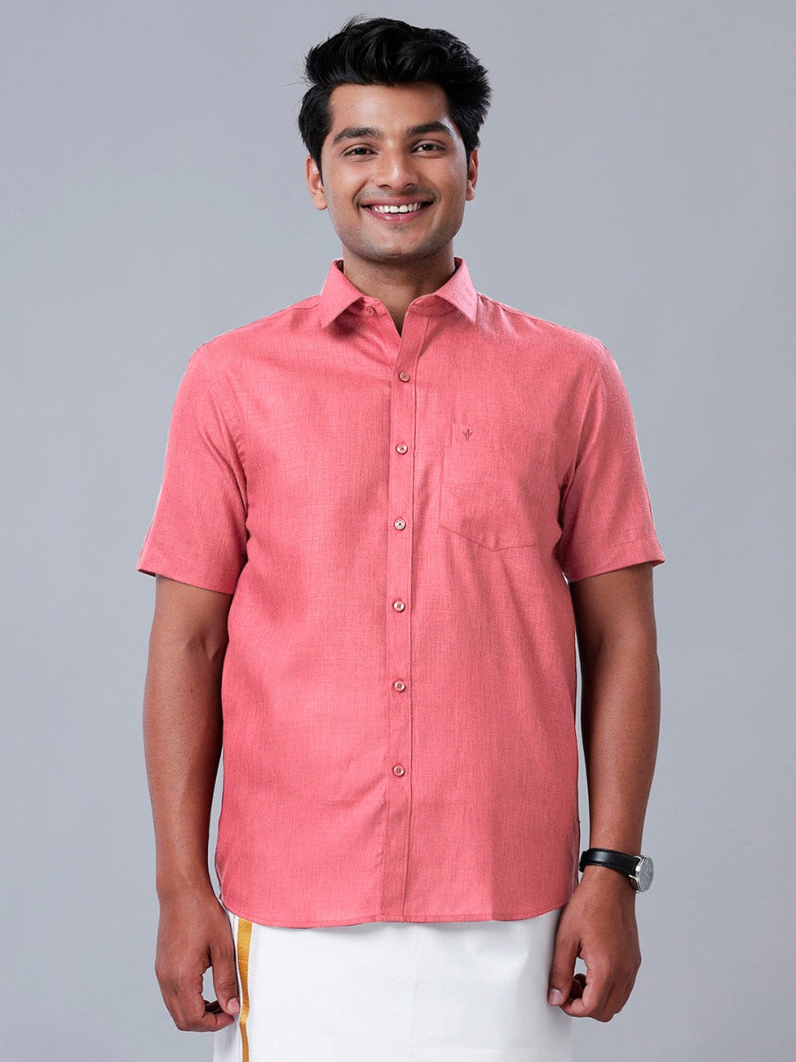 Mens Formal Shirt Half Sleeves Pink T26 TB3