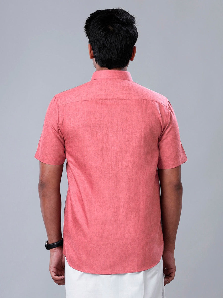 Mens Formal Shirt Half Sleeves Pink T26 TB3-Back view